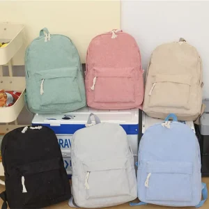 Factory Large Name School Bag Custom Backpack Corduroy Backpack School Bags