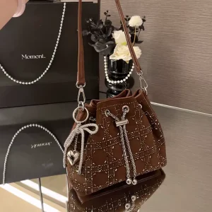 Factory Luxury-inspired Rhinestone Bucket Bag Chain strap Crossbody Shoulder Bag Versatile Underarm Bag