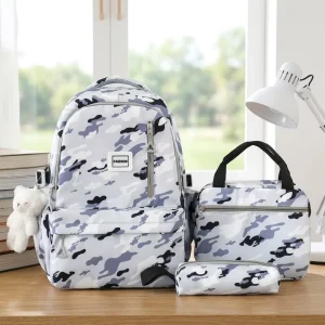 Factory Mochilas Escolares Multiple Pockets School Backpack with Lunch Bag Large Capacity 3in1 School Bag Set for Kids