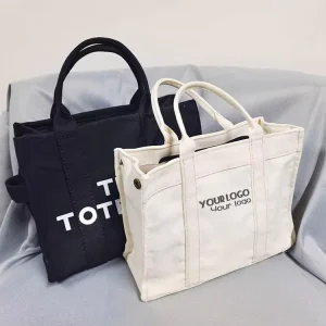 Factory Supplier Custom Eco Friendly Large Cotton Canvas Tote Bag with Long Rope Handle Fashion Outdoor Beach Shopping Handbag