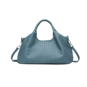 Factory Woven PU Leather Handbag Woven Leather Shoulder Tote Bag 2-Way Top Handle & Crossbody Bag for Women