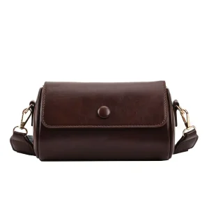 Fashion Broadband Shoulder Messenger Bag Retro Per Solid Color Cylinder Crossbody Bag