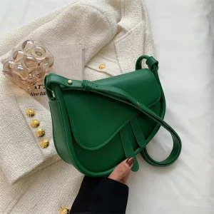 Fashion Casual PU Leather Shoulder Luxury Purses and Handbags Women’s Saddle Bag