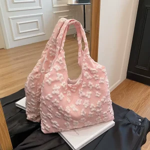 Fashion Floral Shoulder Bag Large Capacity Portable Shopping Bag Cotton Handbag