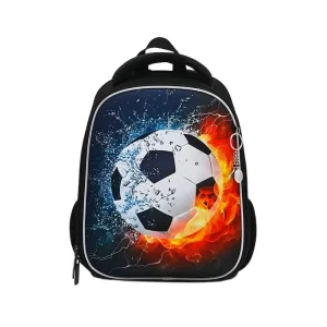 Fashion Football Print Unisex Boy Kids School Backpack Softback Polyester Zipper Closure OEM Manufacturer