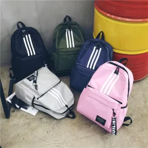 Fashion Geometric Waterproof Unisex Student Backpack with Zipper Closure and Large Capacity Recyclable Materials