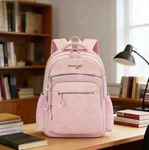 Fashion Girls Student Backpack 18 Inch Air Cushion Straps Spine Protection Waterproof Polyester Bag (Assorted Colors) 25L