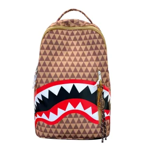 Fashion High School University Student Backpack Personalized Shark Print Lightweight Nylon School Bag Water Polyester