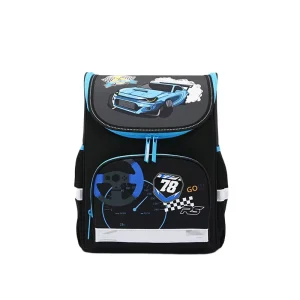 Fashion Racing Element Print Unisex Boy Kids School Backpack Ergonomic Back Zipper Closure OEM Manufacturer