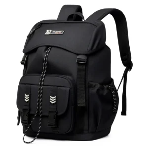 Fashion Waterproof Travel Laptop Rucksack School Backpack Student Bookbag Anti Theft Unisex Black TPU Chain Strap
