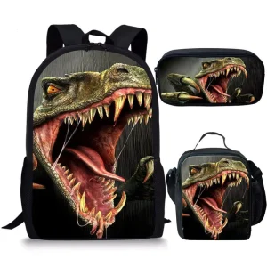Fashionable 3D Cartoon Dinosaur Backpack Waterproof Polyester Lining Zipper Closure Gift