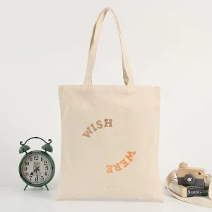 Fashionable Shenzhen Xiaobudai Brand Custom Logo Screen Printed Recyclable Cotton Canvas Shoulder Tote Handbag Bag