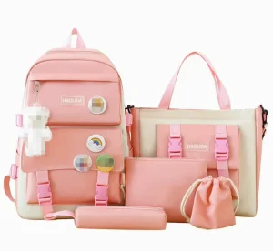 Five-piece Student Backpack Double Shoulder Bag for Junior and Senior High School Students