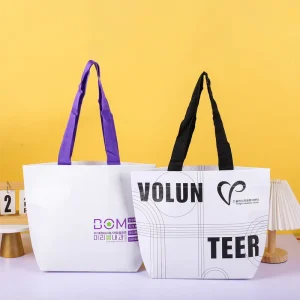 Foldable Square Bottom Laminated Non woven Tote Bag Custom Printed Advertising Shopping Bag