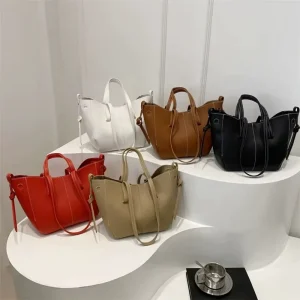 French Style Wing Bag Lychee Pattern Tote Handbag Cross Border Large Capacity Commute Shoulder Bag with PU Lining Tote Bag