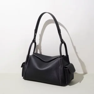 Genuine Leather Lady Single Togo Sling Bag with Hasps Closure Vintage Design for Daily Use