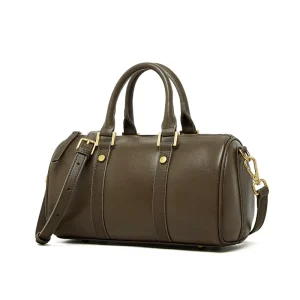 Genuine Leather Maillard Vintage Fashion Handbag Women’s Light Luxury Foreign Boston Bag Vegetable Tanned Cowhide Water