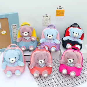Girls’ 3 6 Year Old Cute Cartoon Bear Plush Backpack High Looking Kids’ Waterproof Small Medium Class Kindergarten Zipper