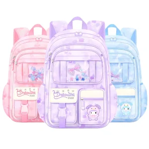 Girls’ School Backpacks Nylon Lightweight Breathable Waterproof Burden-Reducing Grades 1-6 Children’s Cross-Border New