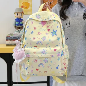 Girls Schoolbag Fashion Printed Backpack Water Resistant Casual Daypack for Daily Campus Shopping Trip