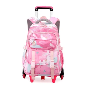 Girls Trolley Backpack Set Cute Colorful Girls Rolling Backpack Middle School Trolley Schoolbag with Wheels