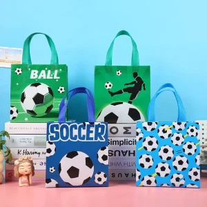HUIMEI Non Woven Reusable Tote Bags Popular Football Custom Logo Eco Shopping Bag