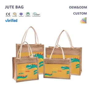 Handmade Natural Jute Tote Bag with Double Handle Eco-Friendly Reusable Large Capacity for Groceries Marketing Custom Logo