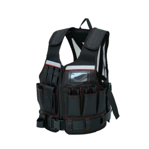 Heavy Duty Multi-Pocket Adjustable Waterproof Tool Backpack Reflective Strip Breathable Mesh Back OEM Available For Construction