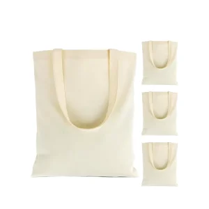 High Quality Customizable Design Cotton Tote Bags Solid Colored Large Capacity Eco Friendly Zipper Closure Long Handle