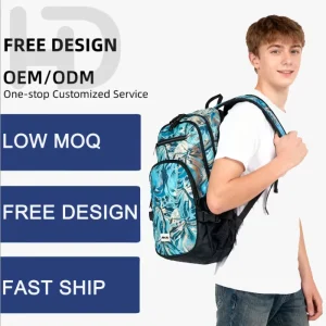 High Quality Fashion Anti-Theft Team Logo Number Sports Backpacks Large Capacity High School Custom Brand