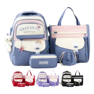 High Quality Manufacturer Custom Large Capacity 4 PCS Set Student Bag for Teenager Waterproof School Backpack