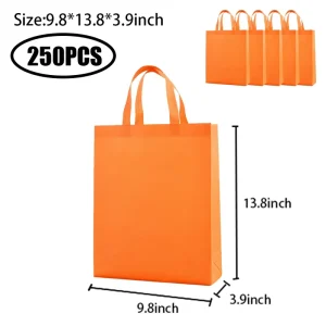 In Stock 9.8*13.8*3.9inch 250Pack Large Tote Bag Non Woven Polypropylene Shopping Bags Handbag 60gsm Reusable Non Woven Bag