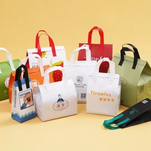 Insulated Aluminum Foil Laminated Non Woven Disposable Self-Adhesive Tote Portable Takeaway Thermal Cooler Bag Food Coffee