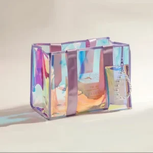 Iridescent Clear TPU Tote Bag Women Large Capacity Waterproof Shoulder Travel Outdoor Daily Life All Seasons Single Handle