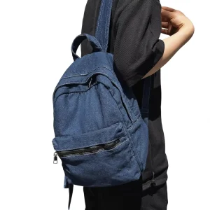 Japanese Style Denim Boys Backpack Artistic Casual Campus Style Student Travel Polyester