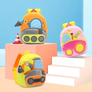Kids Construction Backpack Set Excavator Dump Truck Bag Lunch Box