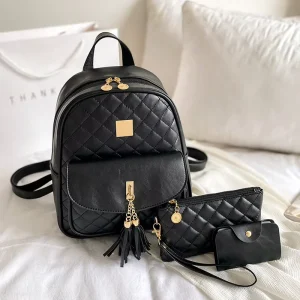 Kids School Bag Set Pu Leather Women’s Backpacks Morrales De Mujer Cute Pink Backpack for Kids