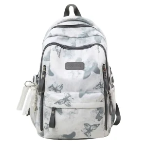 Korean Style 20 35L Nylon Waterproof Zipper Unisex Student Backpack Curved Shoulder Strap Tie dye Ink Design Junior High School