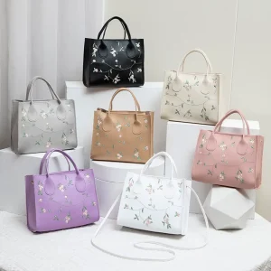 Korean Style Embroidery Single Zipper PU Small Crossbody Shoulder Handbag Women’s All-Match