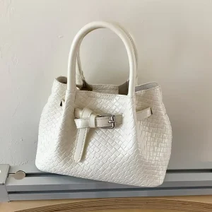 Korean Style Portable Woven Pattern Shoulder Bag Women’s Hand-Carrying Vegetable Basket Tote Summer