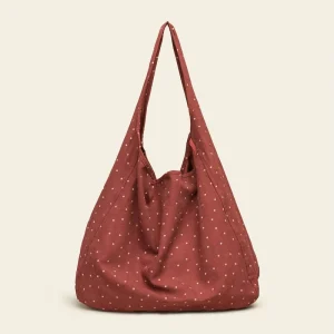 Korean Version Autumn Casual Wave Point Underarm Open Portable Single Strap Shoulder Bag Contrast Canvas Handbag