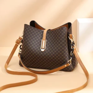 Lady PU Leather Shoulder Bags Mobile Phone Bag Bucket Bag Polyester Lining Zipper Crossbody Women’s Handbags