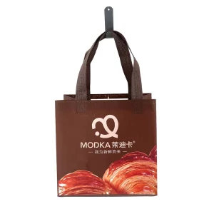 Laminated Non Woven Handbag with Custom Printing Waterproof Reusable Nonwoven Tote Bag for Bakery Supermarket Promotional Use