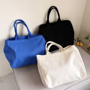 Large Blank Eco-friendly Tote Bag for Women with Custom Printed Logo and Letter Pattern