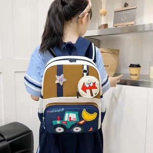 Large-Capacity Cute Forklift Design Kindergarten Backpack Ultra-Lightweight Portable Cartoon-Print Polyester