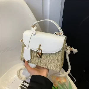 Large Capacity Durable Womens Shoulder Bag with Straw Lining and Zipper Closure Casual Travel & Daily Use
