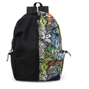 Large Capacity Graffiti Waterproof Zipper Backpack for Junior High School Students Multi-Functional Fashion for Boys Girls