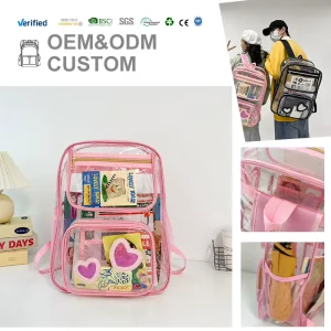 Large Capacity Lightweight PVC School Backpack Waterproof Leisure Backpack Custom Unisex Customized School Bag