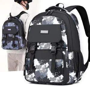 Large Capacity Lightweight Water Resistant Polyester Backpack for Boys College Students