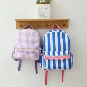 Large Capacity Purple Fashion Backpack with Delicate Lace Trim Stylish Cute School Bag